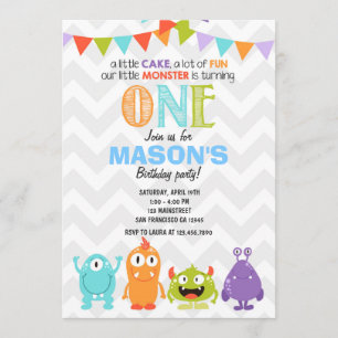 Little Monster Birthday Party Invitation Kaart
