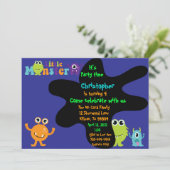 Little Monster Birthday Party Invitation Kaart (Staand voorkant)