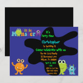 Little Monster Birthday Party Invitation Kaart (Voorkant / Achterkant)