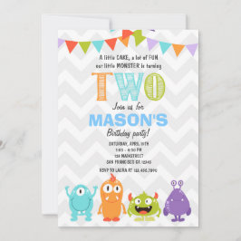 Little Monster Birthday Party Invitation Kaart