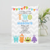 Little Monster Birthday Party Invitation Kaart (Staand voorkant)