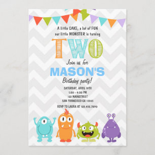 Little Monster Birthday Party Invitation Kaart