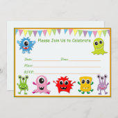 Little Monster Birthday Party Invitations Kaart (Voorkant / Achterkant)