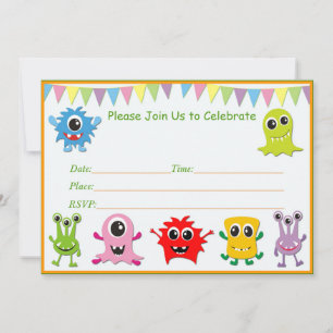 Little Monster Birthday Party Invitations Kaart