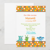 Little Monster Birthday Party Invitations Kaart (Voorkant / Achterkant)