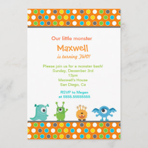 Little Monster Birthday Party Invitations Kaart