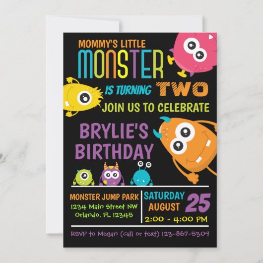 Little Monster Birthday Party Invite Kaart (Voorkant)
