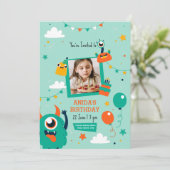 Little Monster Birthday party-uitnodiging Feestdagenkaart (Staand voorkant)