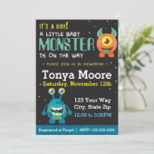 Little Monster Blue Baby shower Kaart (Staand voorkant)