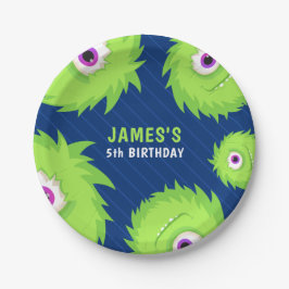 Little Monster Blue en Green Papieren Bordje