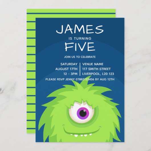 Little Monster Blue Kaart (Voorkant / Achterkant)
