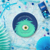 Little Monster Blue Papieren Bordje (Feest)