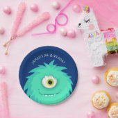 Little Monster Blue Papieren Bordje (Feest)