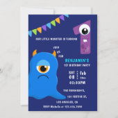 Little Monster Boy 1st Birthday Party Kaart (Voorkant)