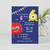 Little Monster Boy 6th Birthday Party Kaart (Staand voorkant)
