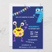 Little Monster Boy 7th Birthday Party Magnetische Uitnodiging (Voorkant)