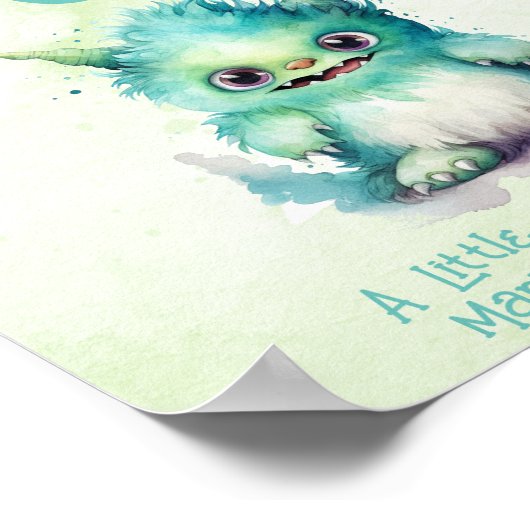 Little Monster Boy Baby shower Kaarten & Geschenke Poster (Hoek)