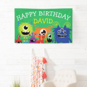 Little Monster Boy Birthday Party Cute Spandoek (Insitu)