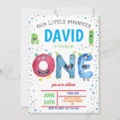 Little Monster Boy eerste verjaardag Monsters Kaart (Voorkant)