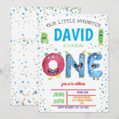 Little Monster Boy eerste verjaardag Monsters Kaart (Voorkant / Achterkant)