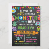 Little Monster Chalkboard 3rd Birthday Kaart (Voorkant)