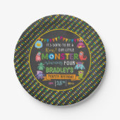 Little Monster Chalkboard 4e verjaardagsfeestje Papieren Bordje (Voorkant)