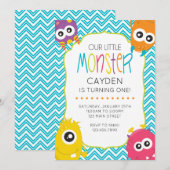 Little Monster eerste verjaardag Kaart (Voorkant / Achterkant)