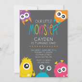 Little Monster Eerste Verjaardag Uitnodiging (Voorkant)