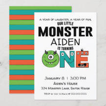 Little Monster First Birthday Invitation
