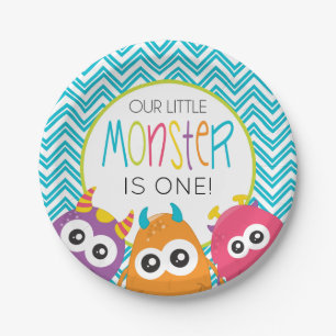 Little Monster First Birthday Party Borden Papieren Bordje