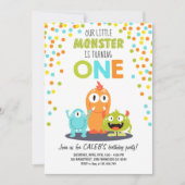 Little Monster First Birthday Party Invitation Boy Kaart (Voorkant)