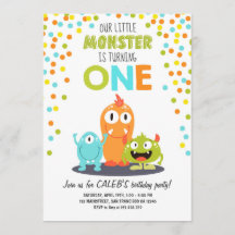 Little Monster First Birthday Party Invitation Boy