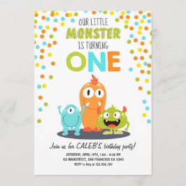 Little Monster First Birthday Party Invitation Boy Kaart