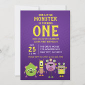 Little Monster First Birthday Party Invitation Kaart (Voorkant)
