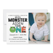 Little Monster First Birthday Photo Invitation