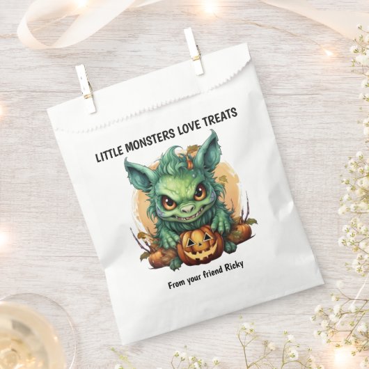 Little Monster Green Creature Halloween Bedankzakje (Geknipt)