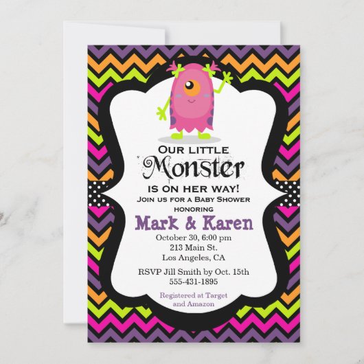 Little Monster Halloween Baby shower Invitation Kaart (Voorkant)