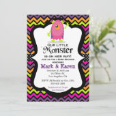Little Monster Halloween Baby shower Invitation Kaart (Staand voorkant)