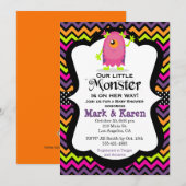 Little Monster Halloween Baby shower Invitation Kaart (Voorkant / Achterkant)