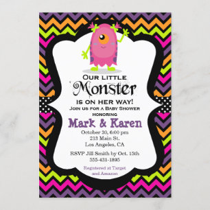 Little Monster Halloween Baby shower Invitation Kaart