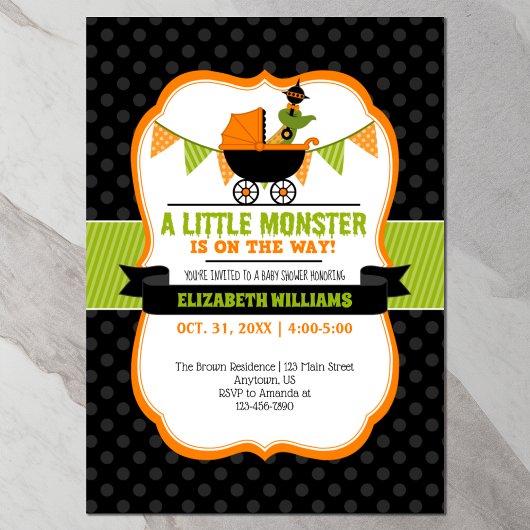 Little Monster Halloween Baby shower Invitation Kaart