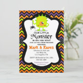 Little Monster Halloween Baby shower Invitation Kaart (Staand voorkant)