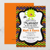 Little Monster Halloween Baby shower Invitation Kaart (Voorkant / Achterkant)