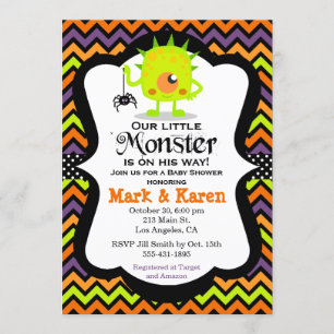 Little Monster Halloween Baby shower Invitation Kaart
