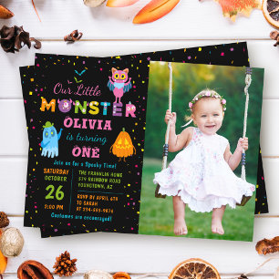 Little Monster Halloween Costume Birthday Foto Kaart