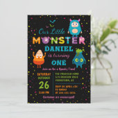 Little Monster Halloween Costume Birthday Party Kaart (Staand voorkant)