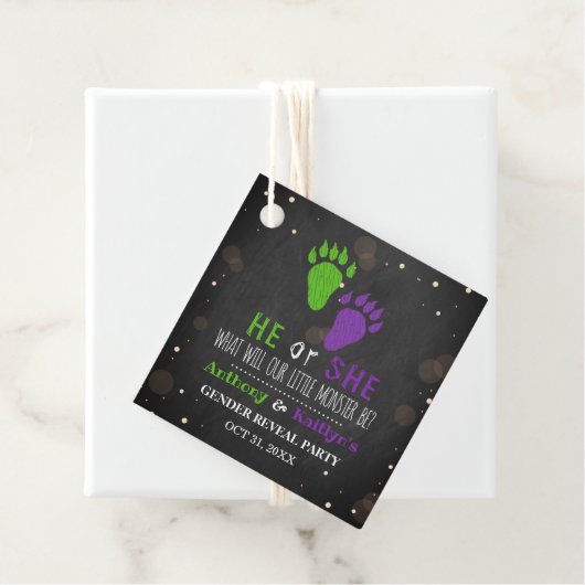 Little Monster Halloween Gender Release Party Bedankjes Labels (In situ)