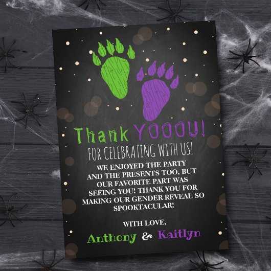 Little Monster Halloween Gender Release Party Bedankkaart