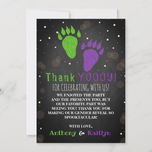 Little Monster Halloween Gender Release Party Bedankkaart (Voorkant)