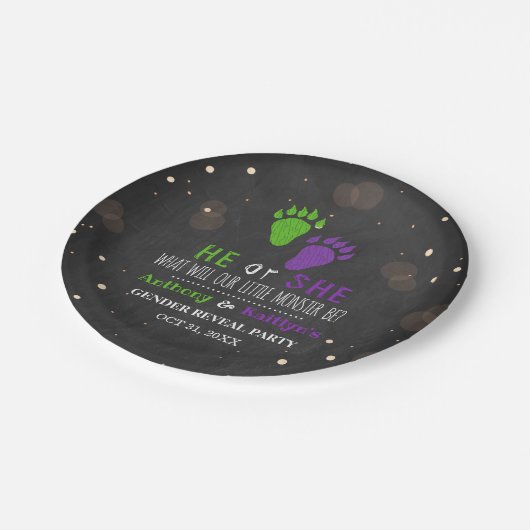 Little Monster Halloween Gender Release Party Papieren Bordje (Gekanteld)